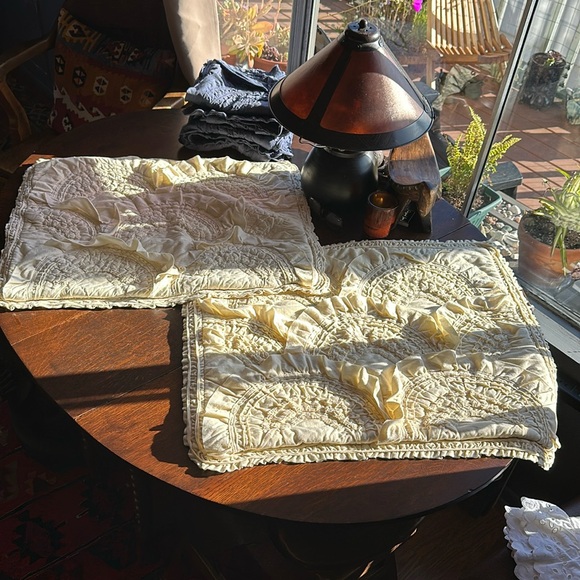 Anthropologie Other - 2 Anthropologie standard ruffle “Rivulet” shams in a creamy pale yellow color.